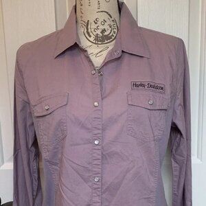 Women's Harley-Davidson Purple Snap Button Stretch